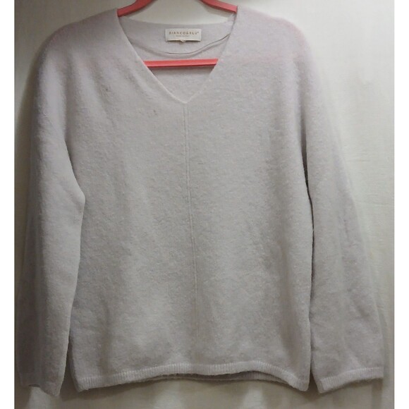 Bianco & Blu V-Neck Lavender Sweater Knit Wool Blend Soft Casual Italy Note - Picture 1 of 7